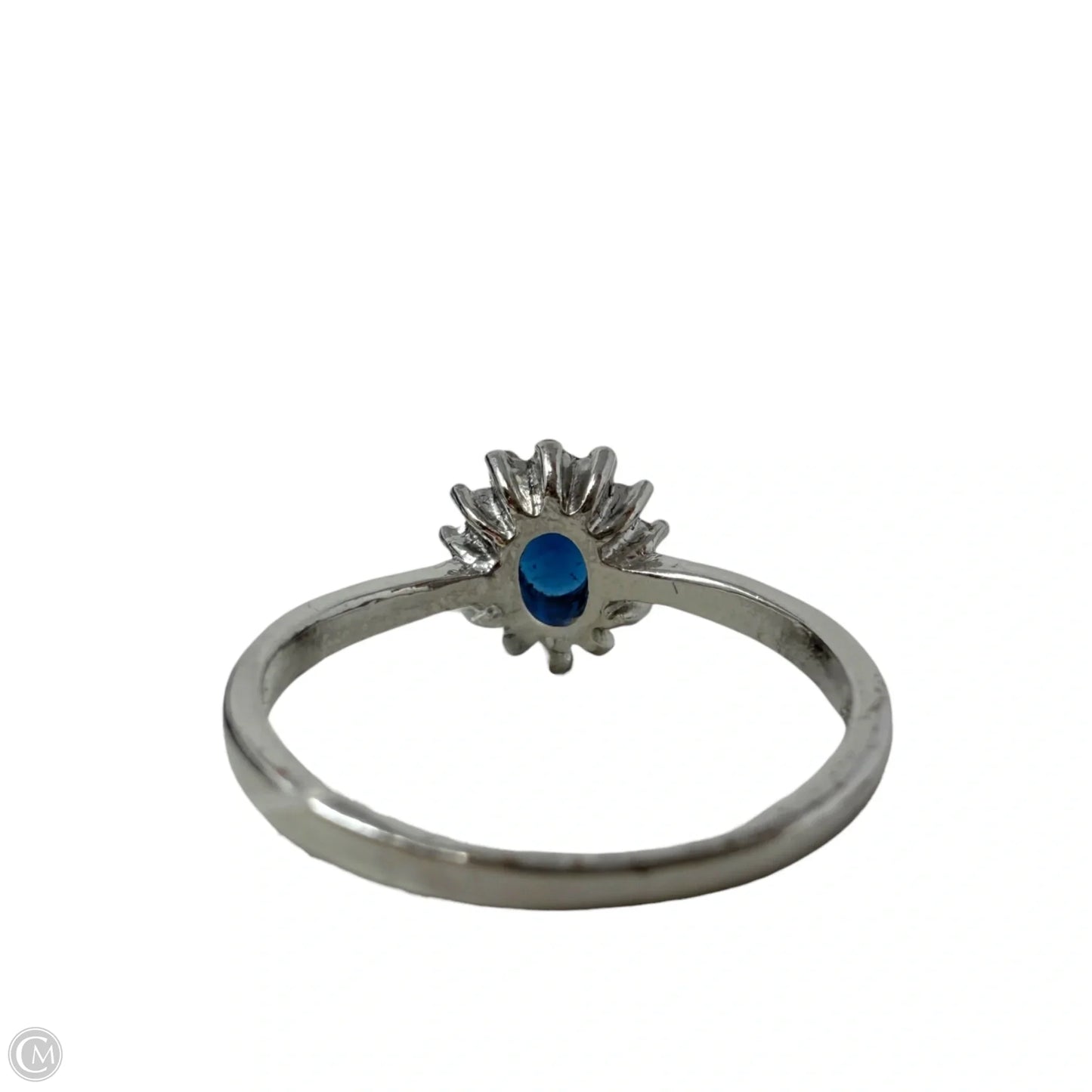 Sterling Silver & Sapphire CZ Princess Diana Replica Ring, Size: 11