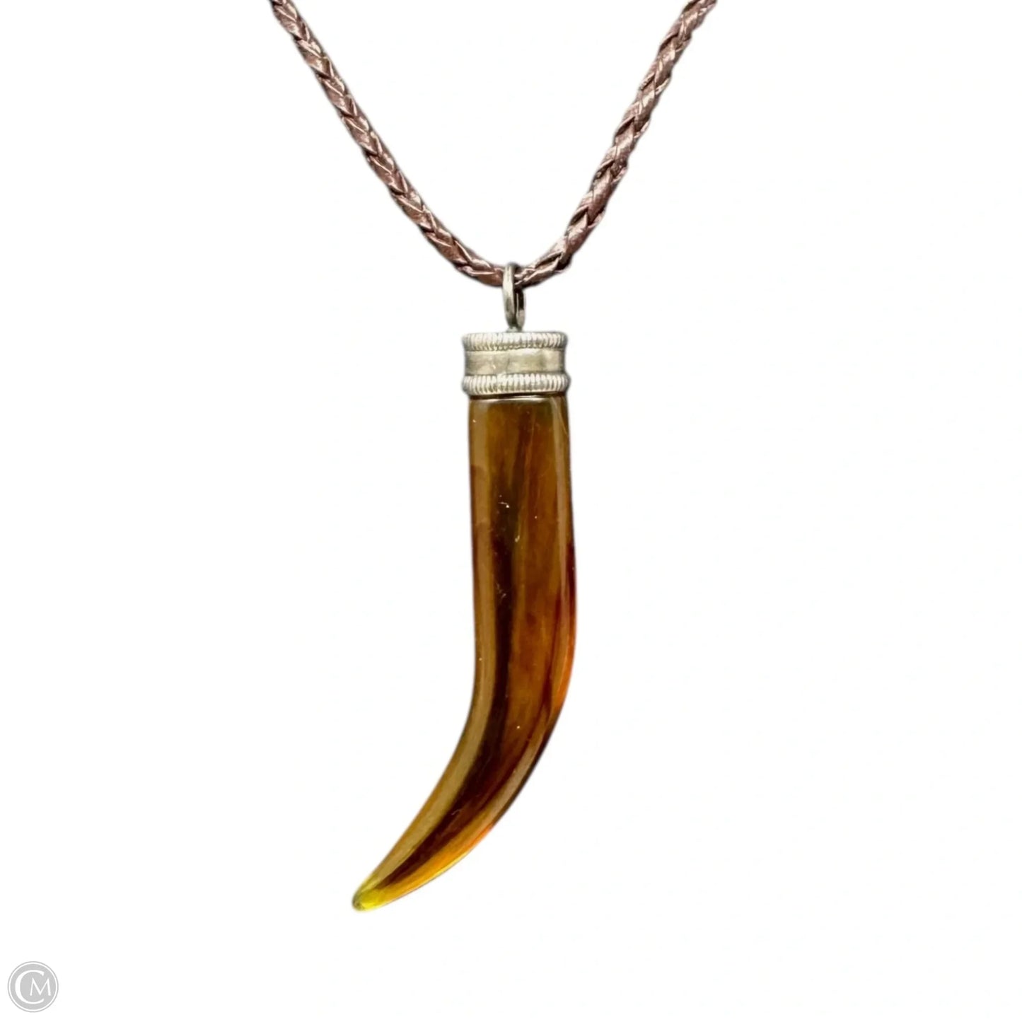 Braided Leather Cord “Tusk” Necklace Sterling Silver By Silpada
