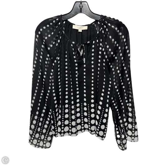 Blouse Long Sleeve By Loft In Polkadot Pattern, Size: Xs