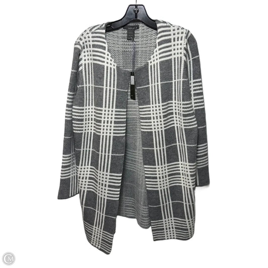 Sweater Cardigan By Lola B In Grey & White, Size: L