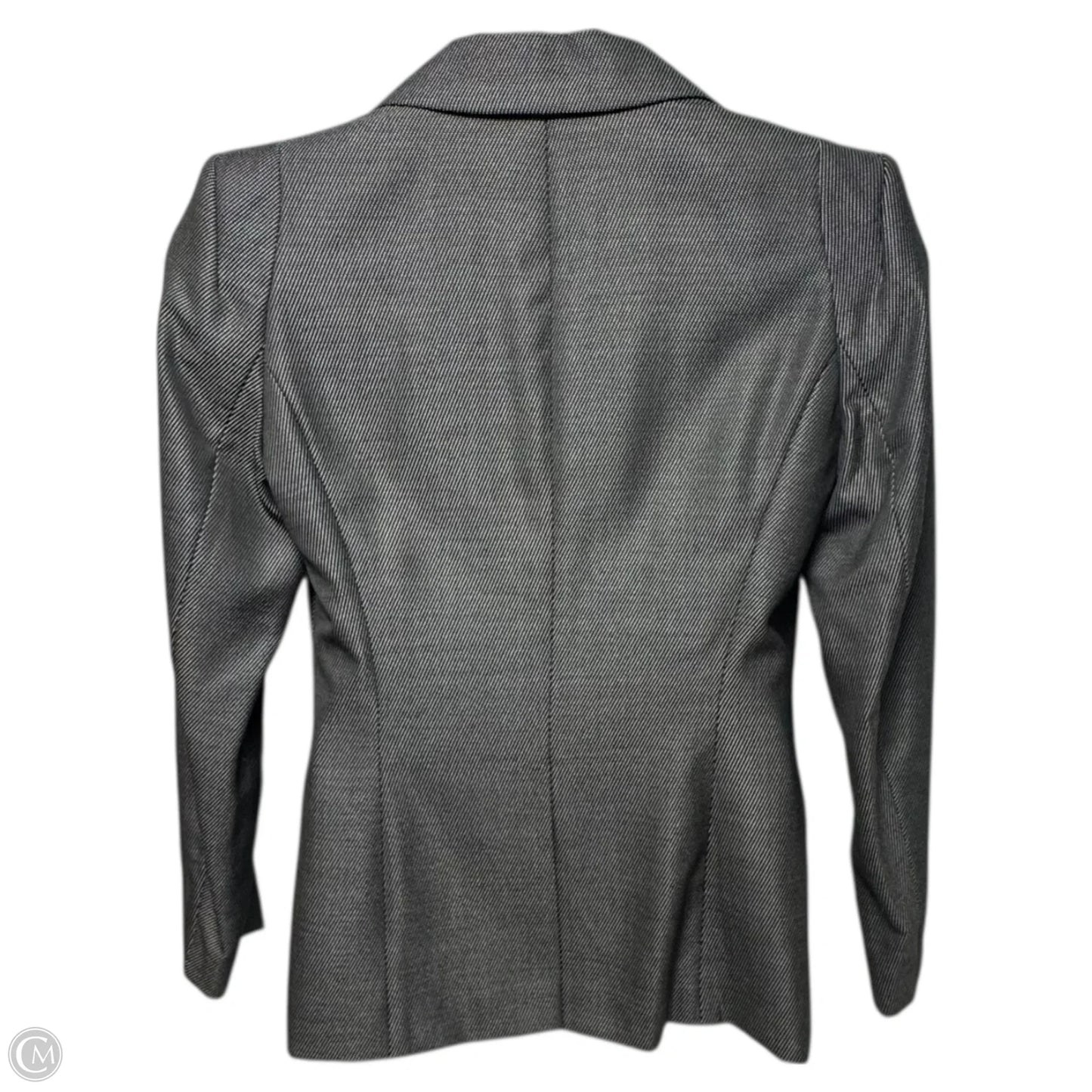 Wool Silk Blend Single Breasted 2 Button Tailored Blazer Designer By Escada In Black & White, Size: M