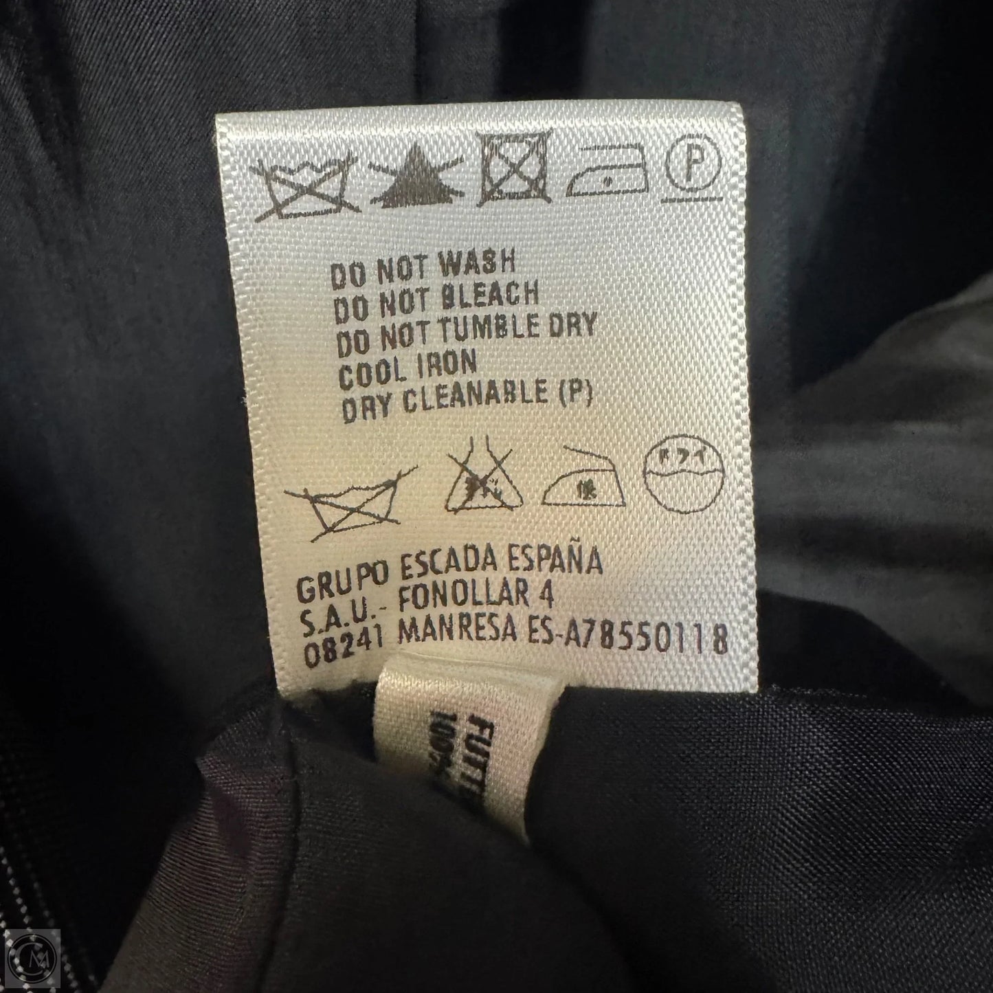 Wool Silk Blend Single Breasted 2 Button Tailored Blazer Designer By Escada In Black & White, Size: M