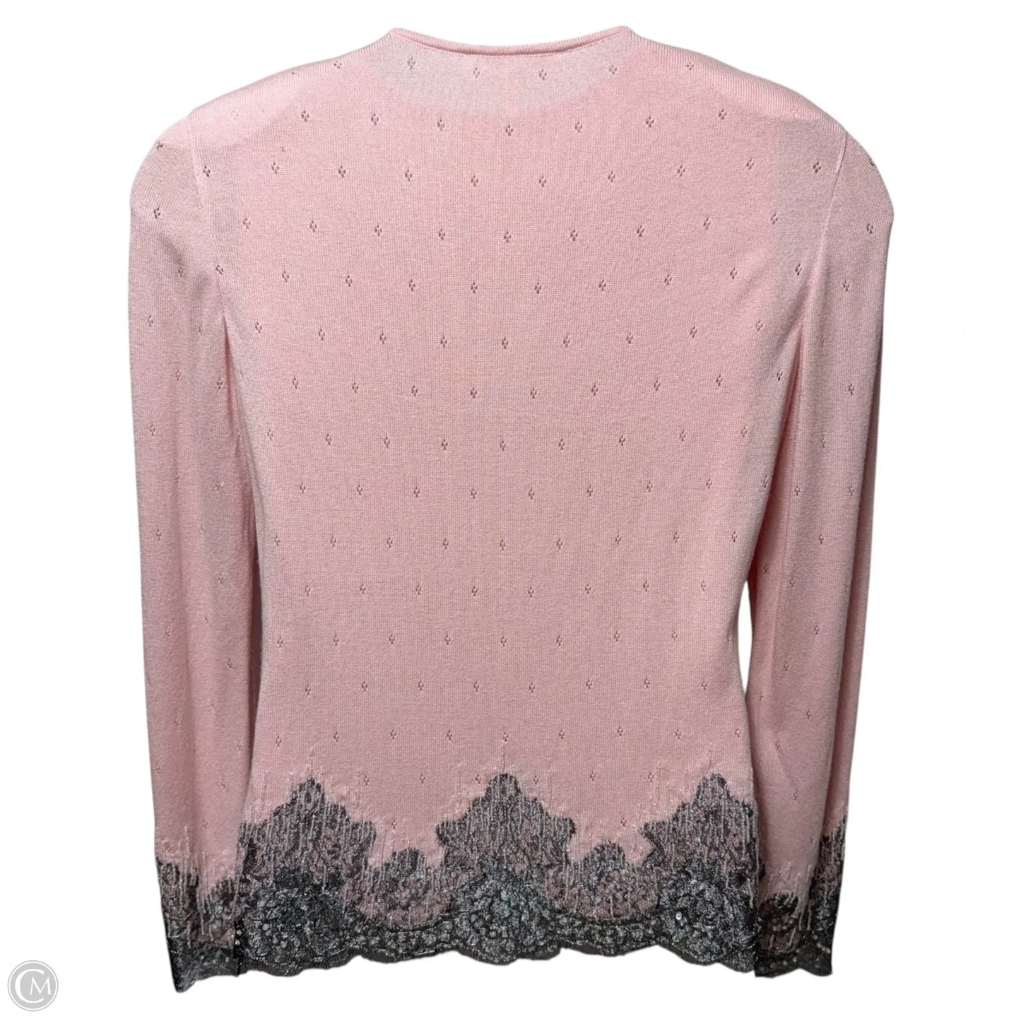 Cashmere Silk Blend Cardigan Sweater Twin Set Designer By Escada In Pink, Size: M