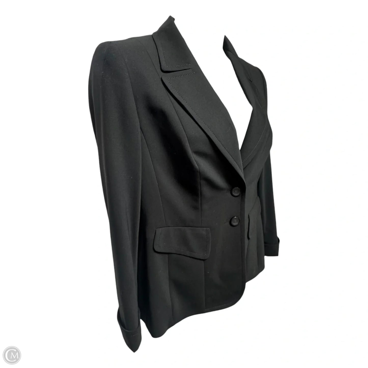 Stretch Wool Blazer Designer By Escada In Black, Size: M