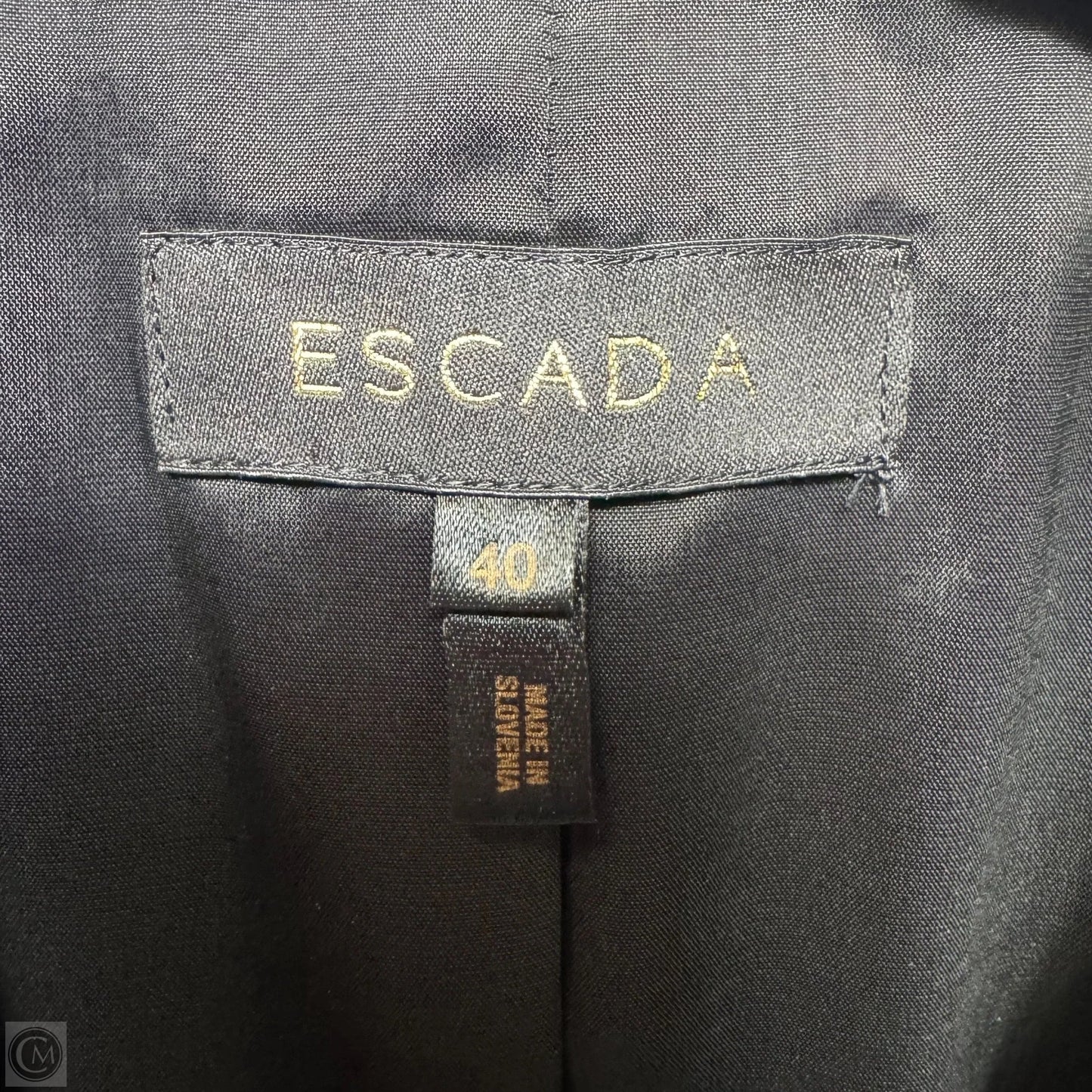 Stretch Wool Blazer Designer By Escada In Black, Size: M