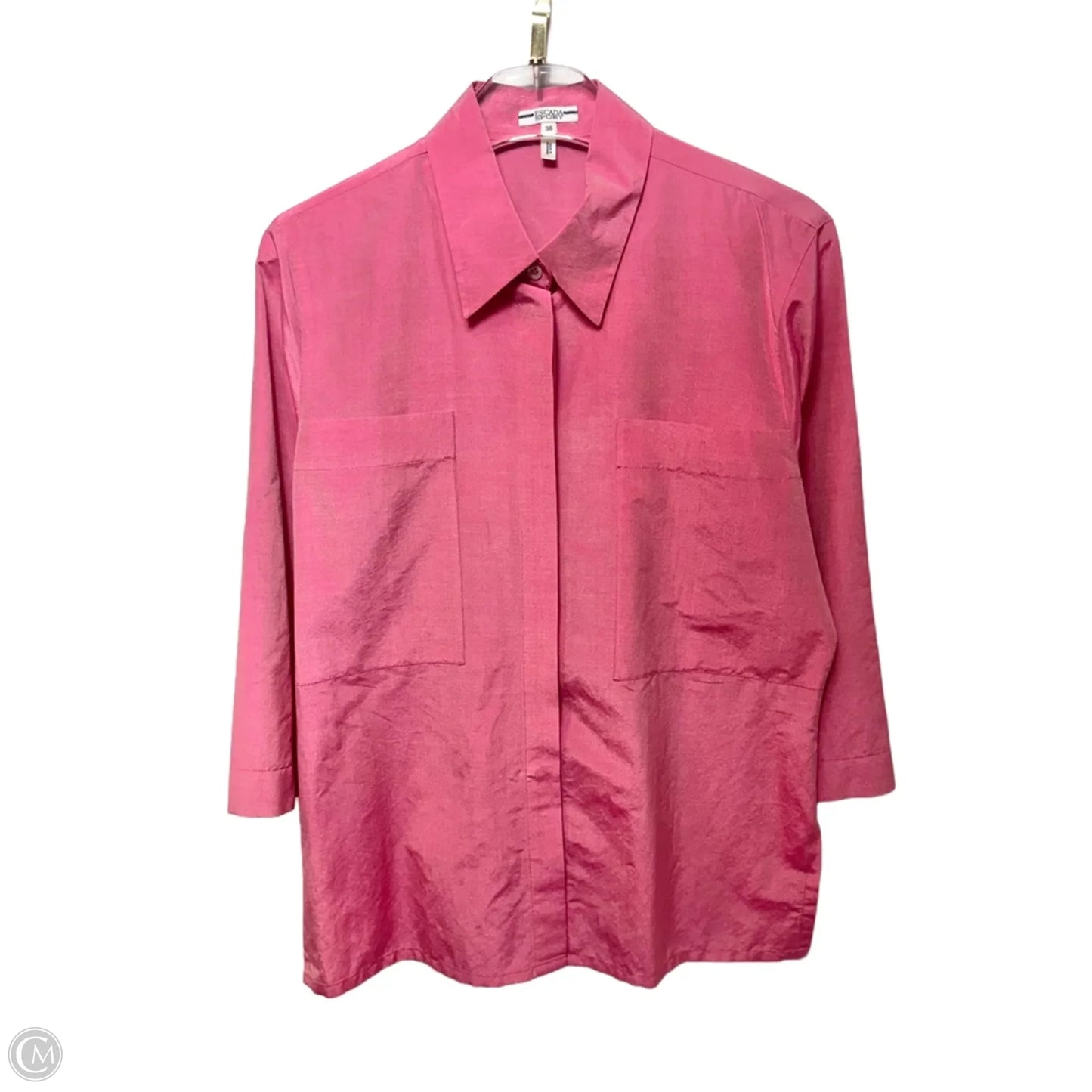 Silk Blend Shirt Designer By Escada Sport In Pink, Size: M