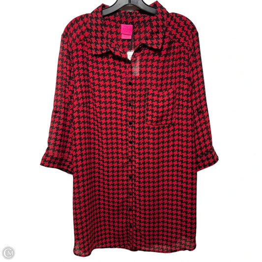 Tunic 3/4 Sleeve By Torrid x Betsey Johnson In Black & Red, Size: 2x