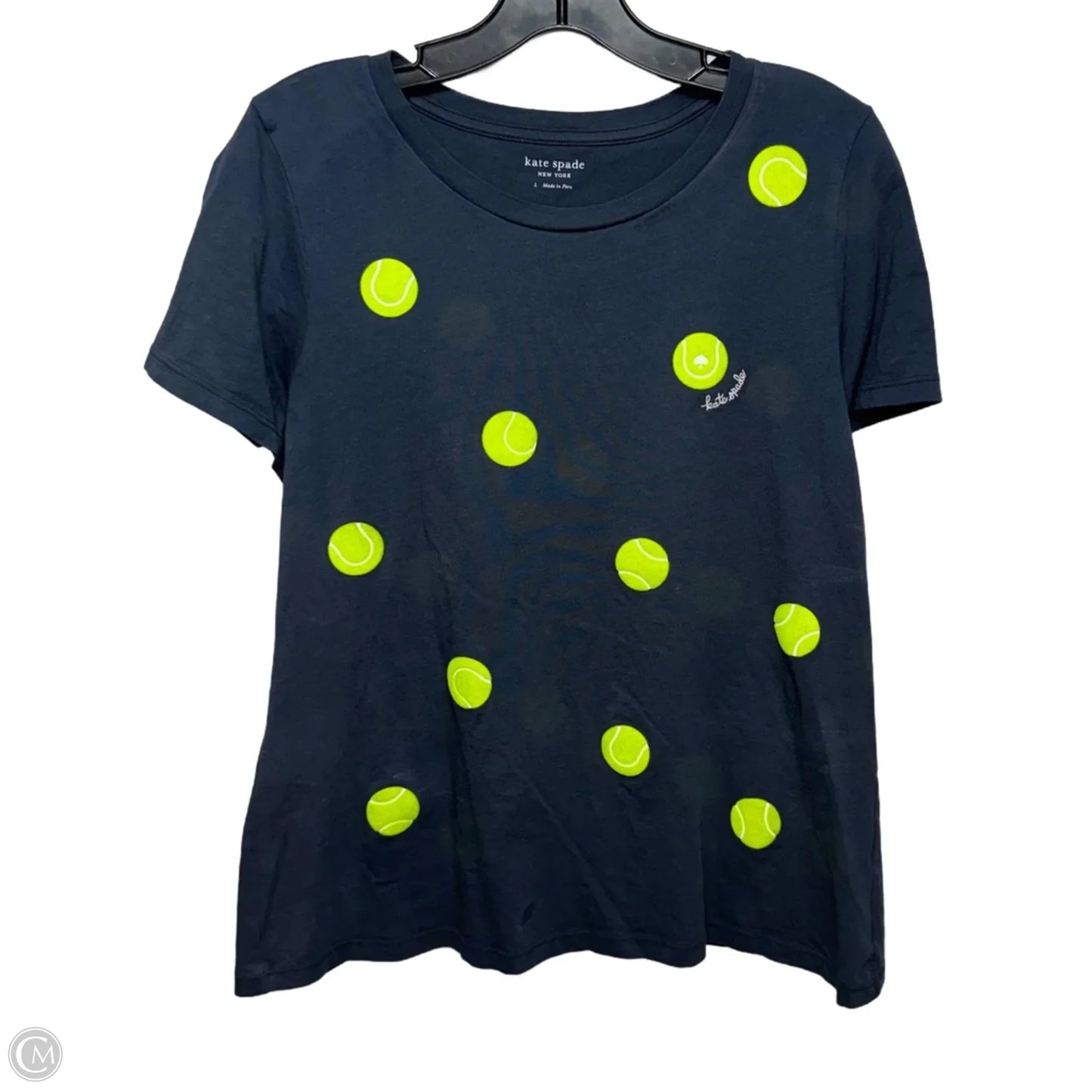 Tennis Ball T-Shirt Designer By Kate Spade In Navy, Size: L
