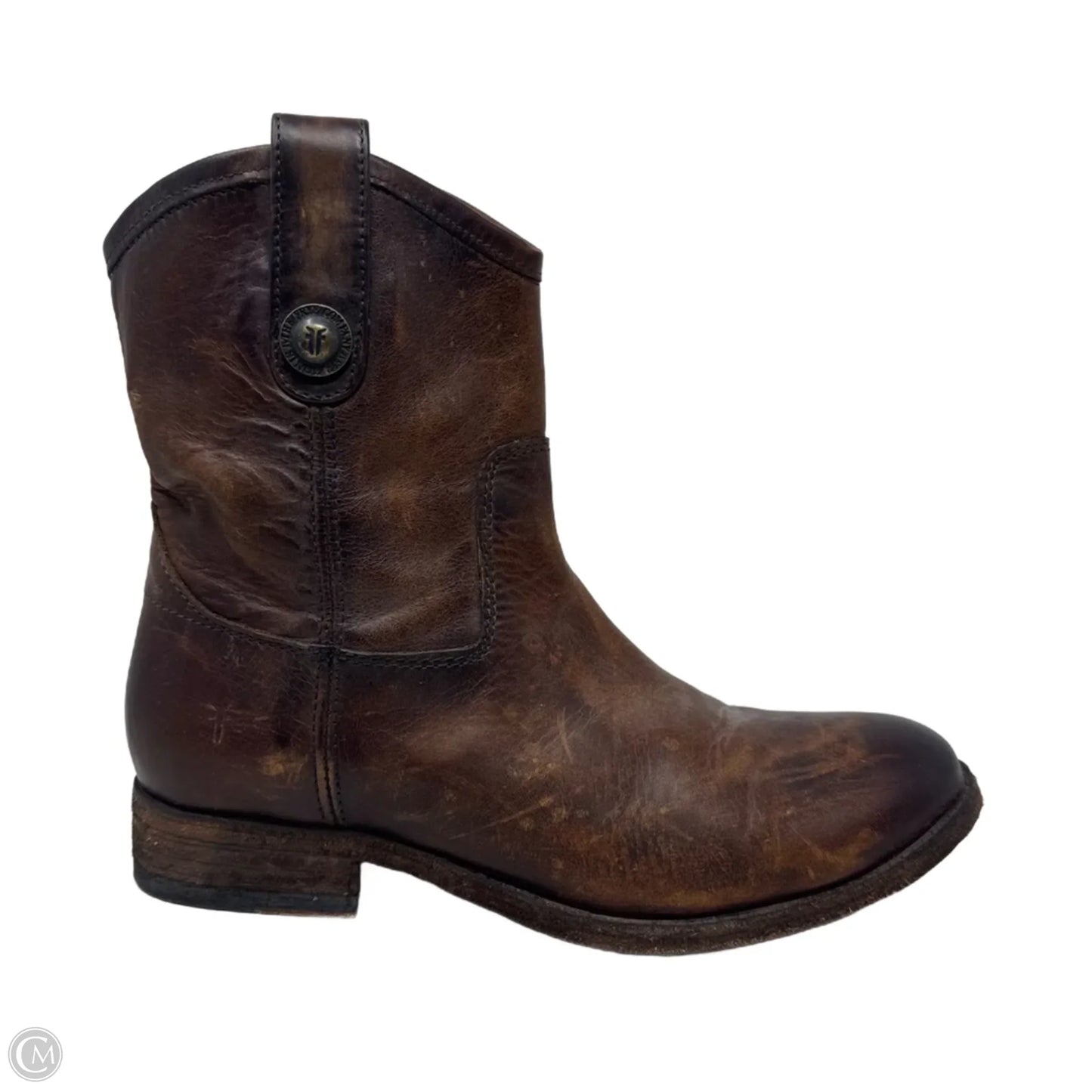 Melissa Button Short Boots Designer By Frye In Brown, Size: 6.5