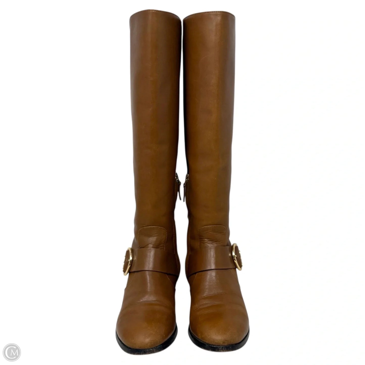 Sofia Leather Riding Boots Designer By Tory Burch In Tan, Size: 7.5