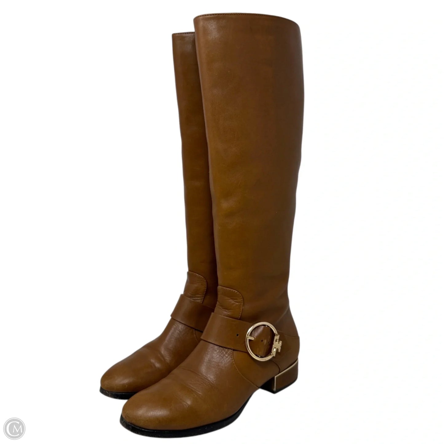 Sofia Leather Riding Boots Designer By Tory Burch In Tan, Size: 7.5