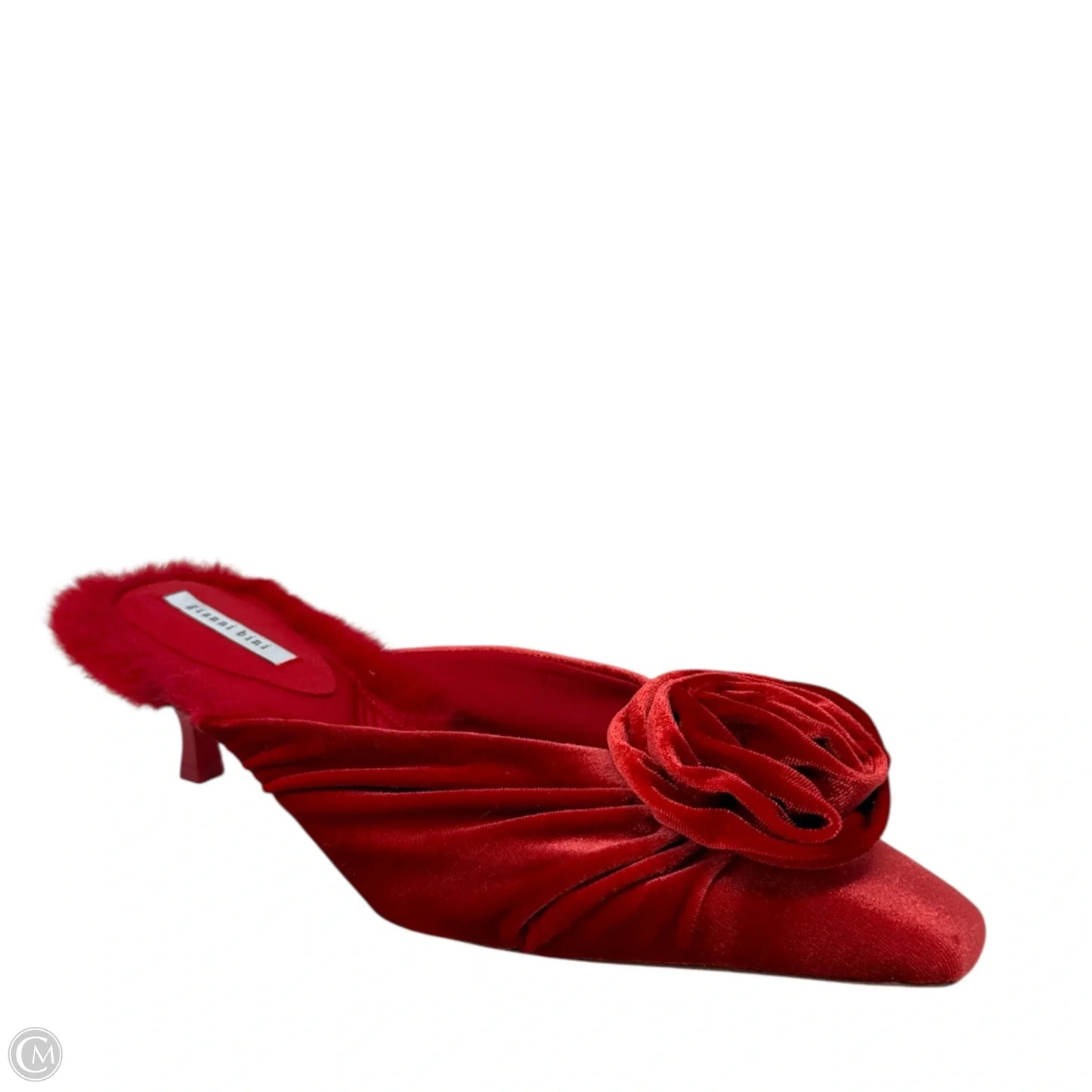 Emery Velvet & Faux Fur Kitten Heel Dress Mules By Gianni Bini In Red, Size: 10