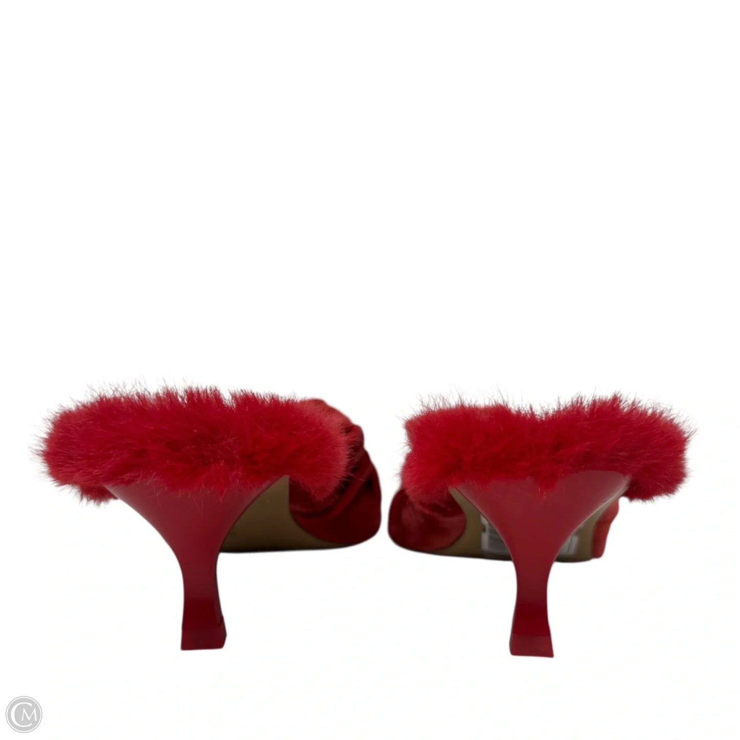 Emery Velvet & Faux Fur Kitten Heel Dress Mules By Gianni Bini In Red, Size: 10