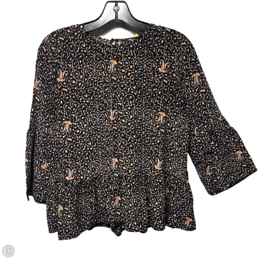 Top 3/4 Sleeve By Madewell In Black & Orange, Size: S