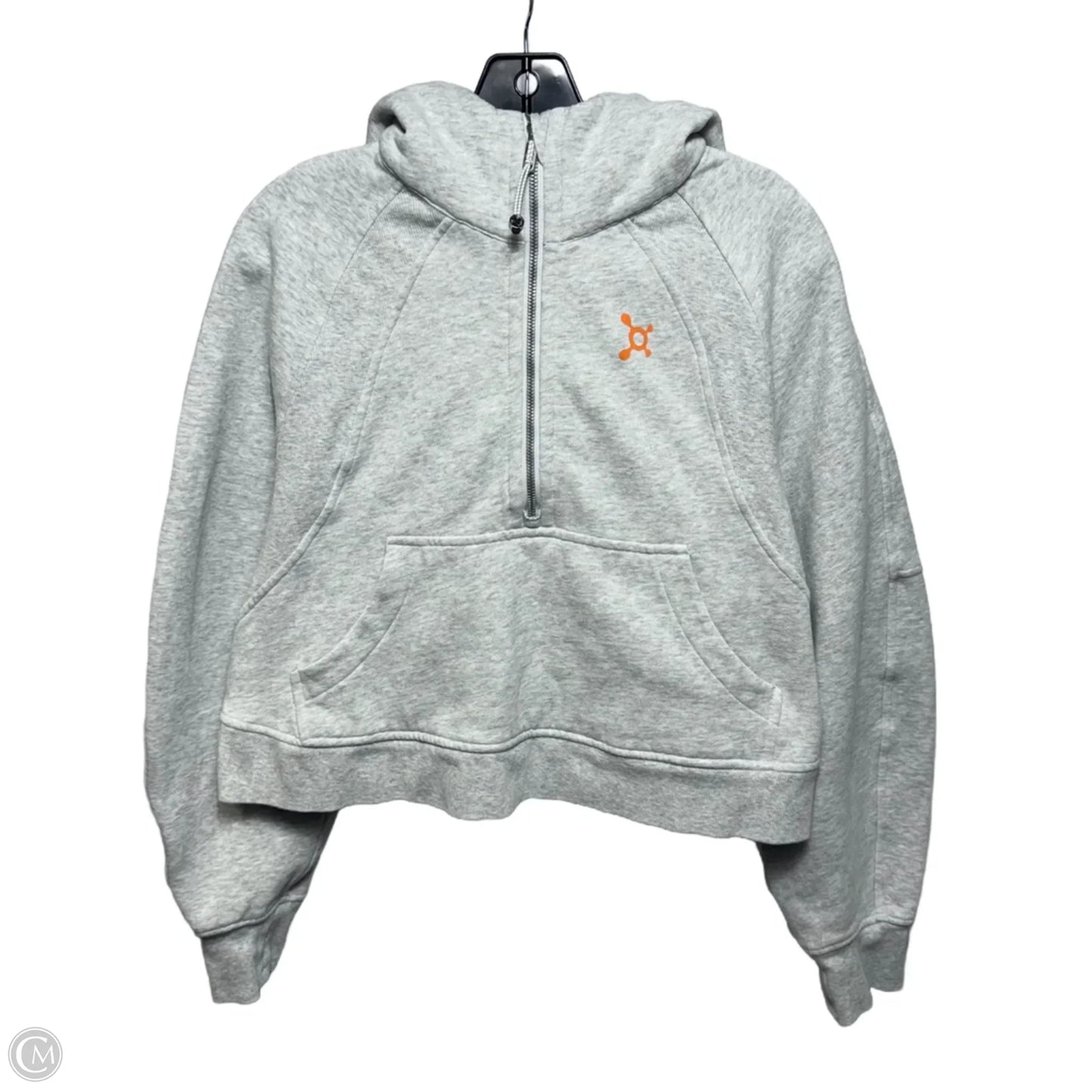 Athletic Sweatshirt Hoodie By Lululemon In Grey, Size: M/L