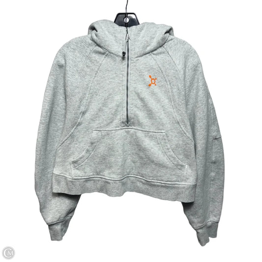 Athletic Sweatshirt Hoodie By Lululemon In Grey, Size: M/L