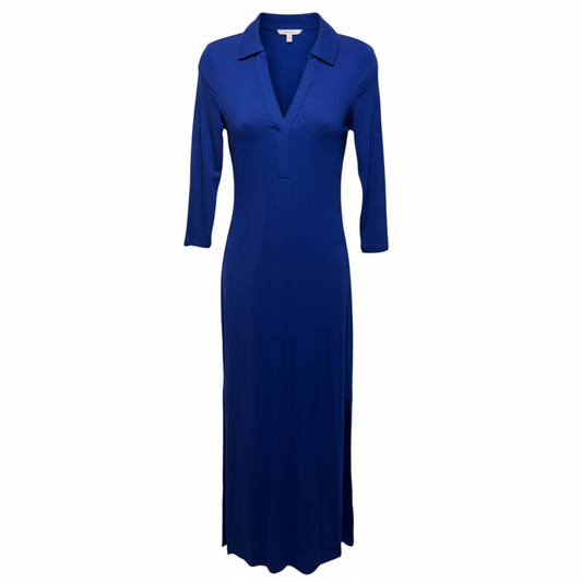 Ollie 3/4 Sleeve Maxi Polo Dress Designer By Lilly Pulitzer In Blue Med, Size: Xxs