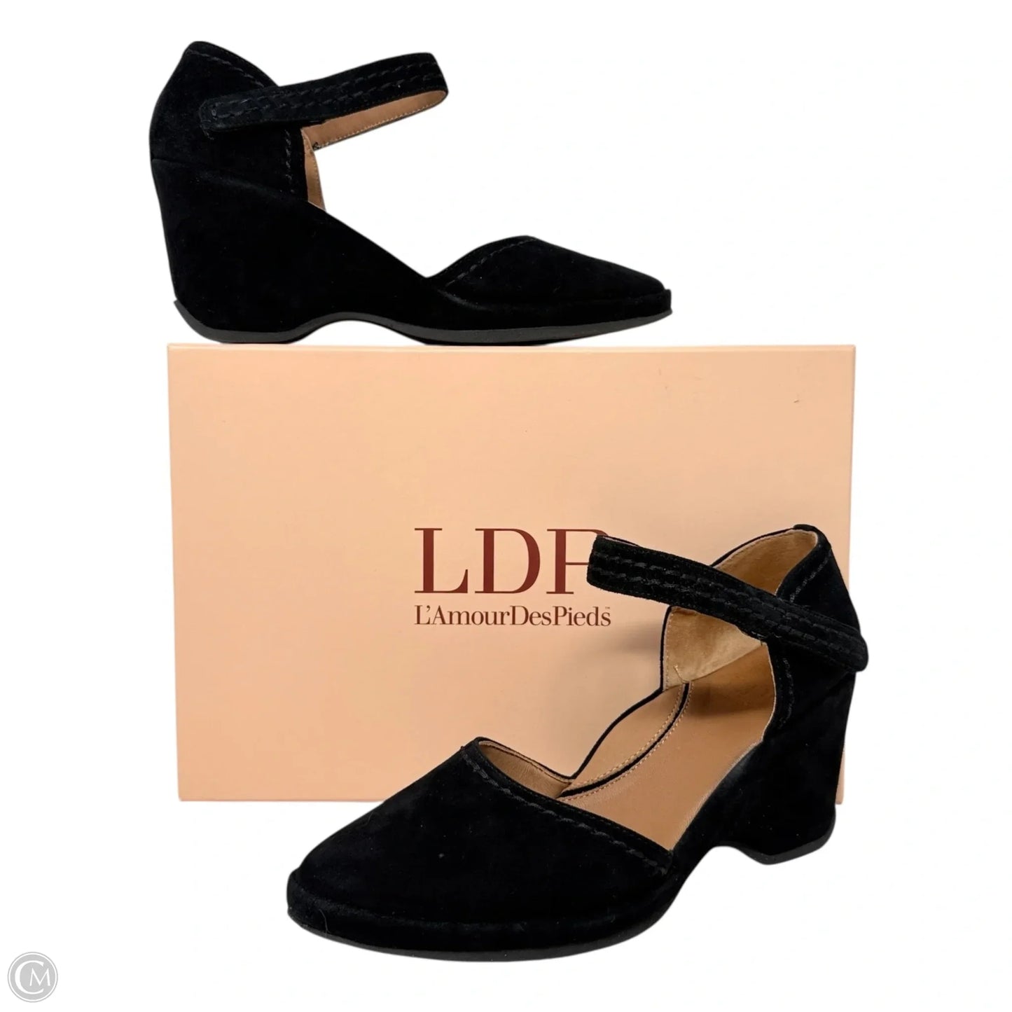 Orva Kidsuede Wedge Sandals By L'Amour DesPieds In Black, Size: 8.5