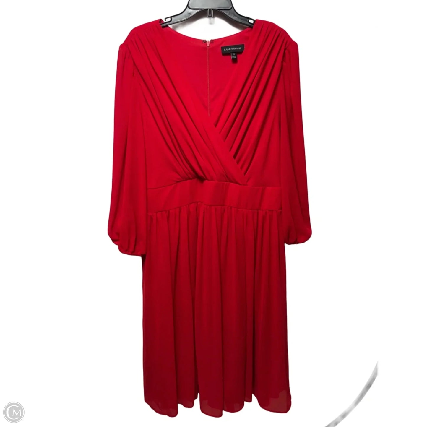 Faux Wrap Midi Dress By Lane Bryant In Red, Size: 22