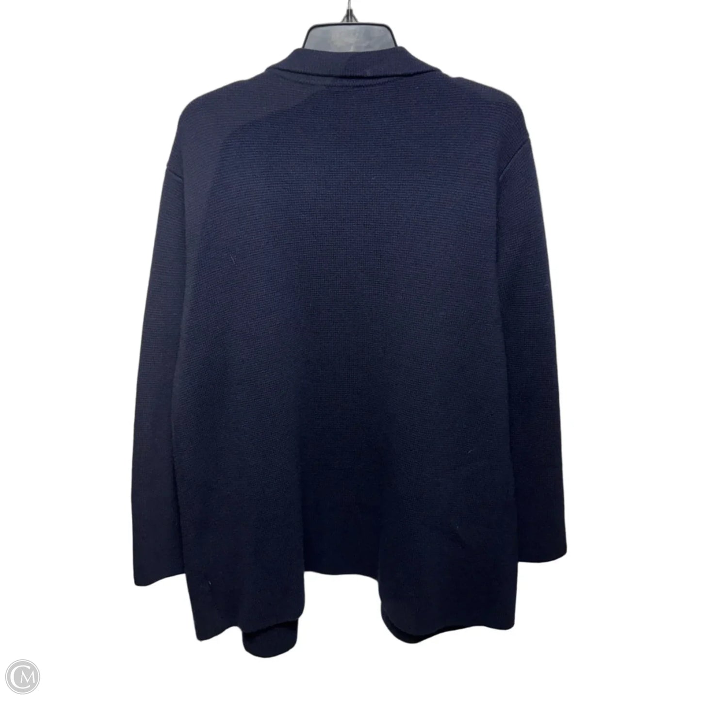 Wool Blend Sweater Cardigan By Talbots In Navy, Size: L