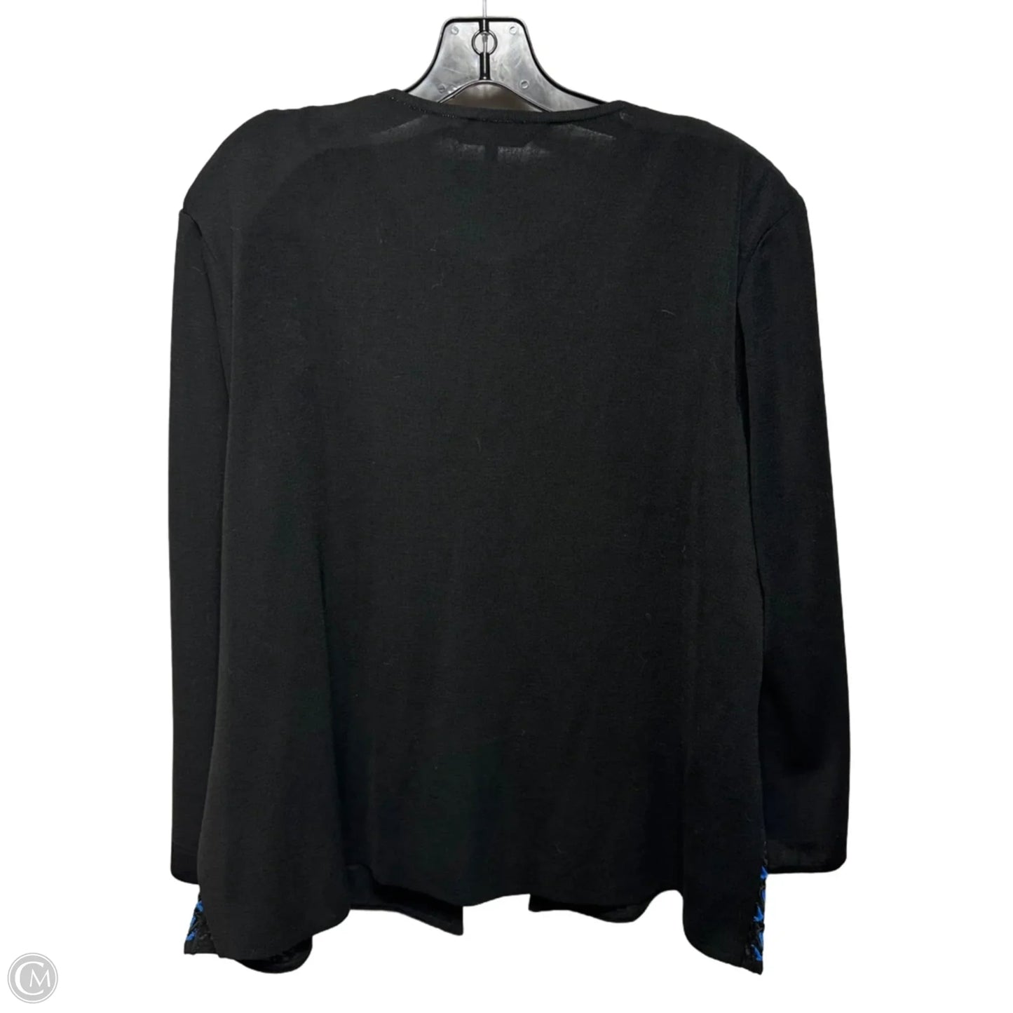 Lace Front Embroidered Crew Neck Knit Jacket By Ming Wang In Black & Blue, Size: XL