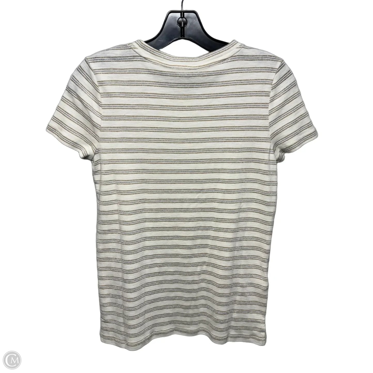 Ashby Isles Metallic Stripe Top Short Sleeve By Tommy Bahama In Coconut Striped Pattern, Size: Xs