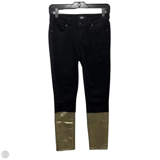 Jeans Skinny By Paige In Black & Gold, Size: 2/26