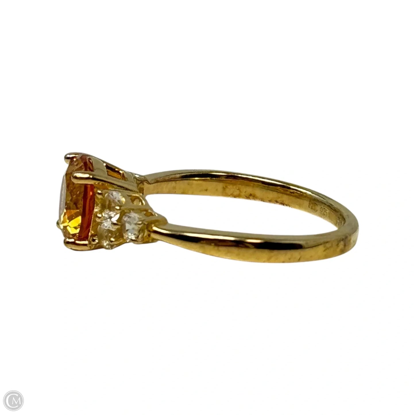 Yellow Stone Ring Gold Tone Over Sterling Silver, Size: 8