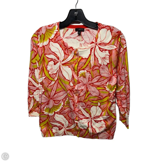 Sweater Cardigan By Talbots In Floral Print, Size: Mp