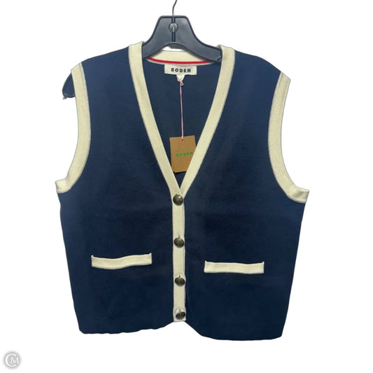 Vest Sweater By Boden In Blue & Cream, Size: L