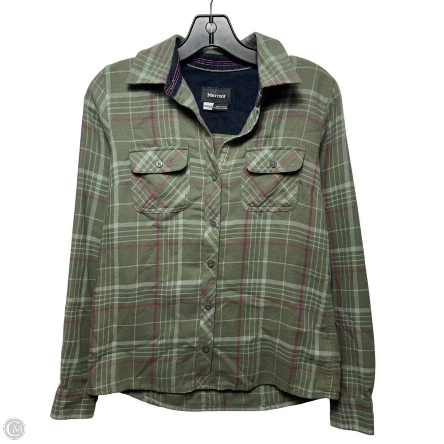 Top Long Sleeve By Marmot In Plaid Pattern, Size: S
