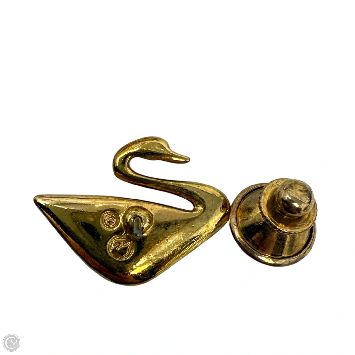 Vintage Iconic Swan Logo Crystal Lapel Pin Designer By Swarovski