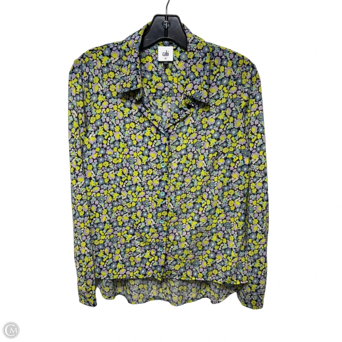 Mesh Top Long Sleeve By Cabi In Floral Print, Size: Xs