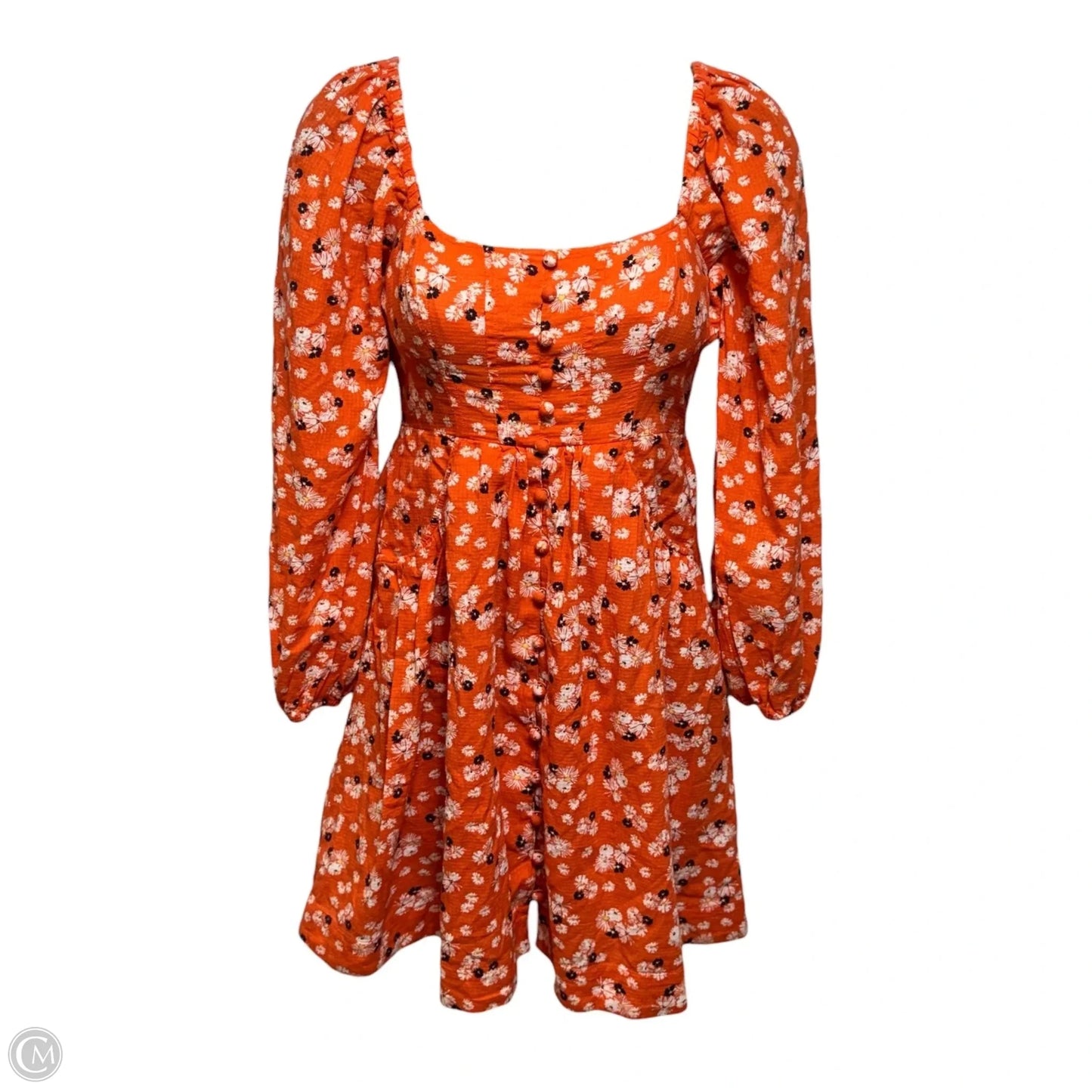 100% Cotton Puff-Sleeve Dress By Anthropologie In Floral Print, Size: XXS