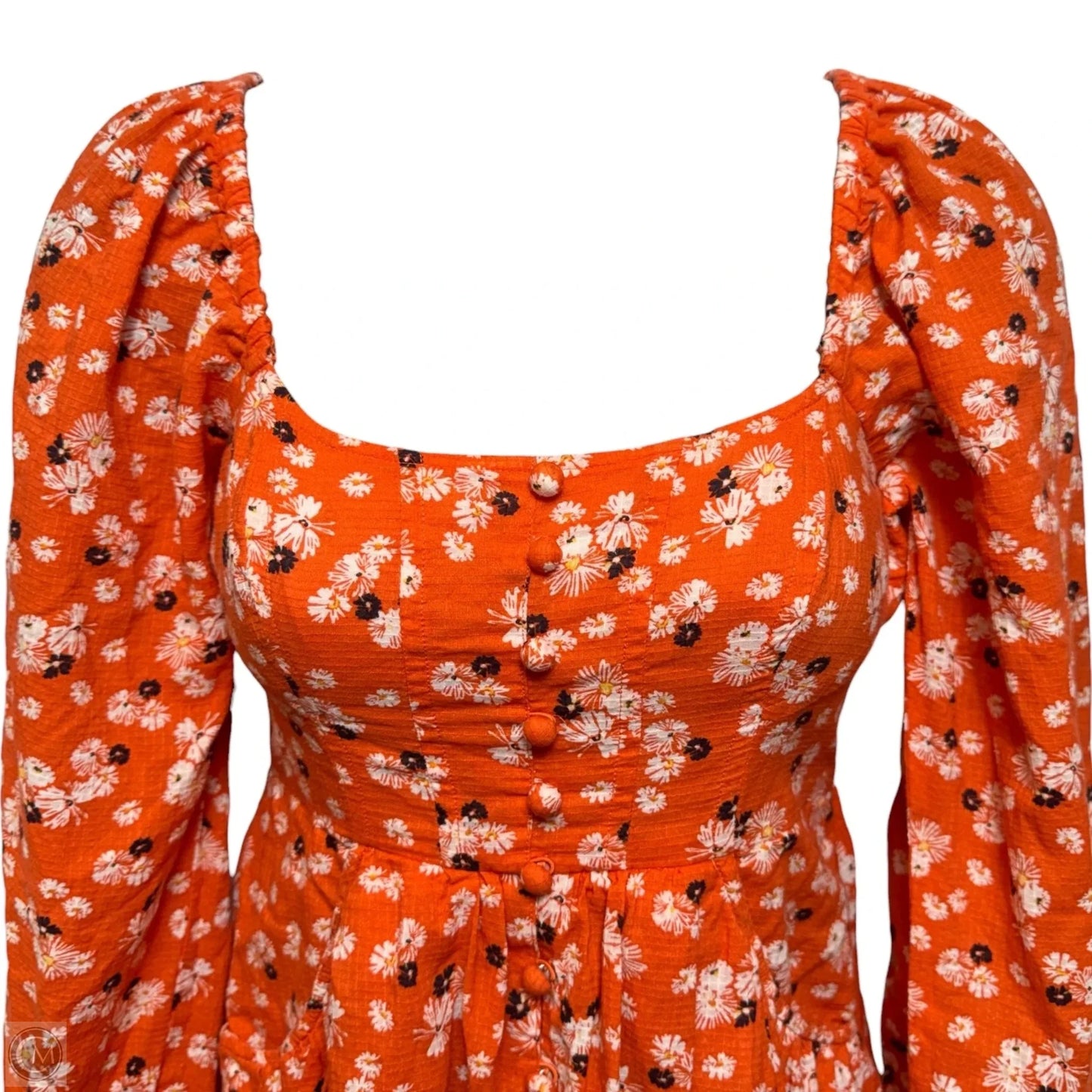 100% Cotton Puff-Sleeve Dress By Anthropologie In Floral Print, Size: XXS