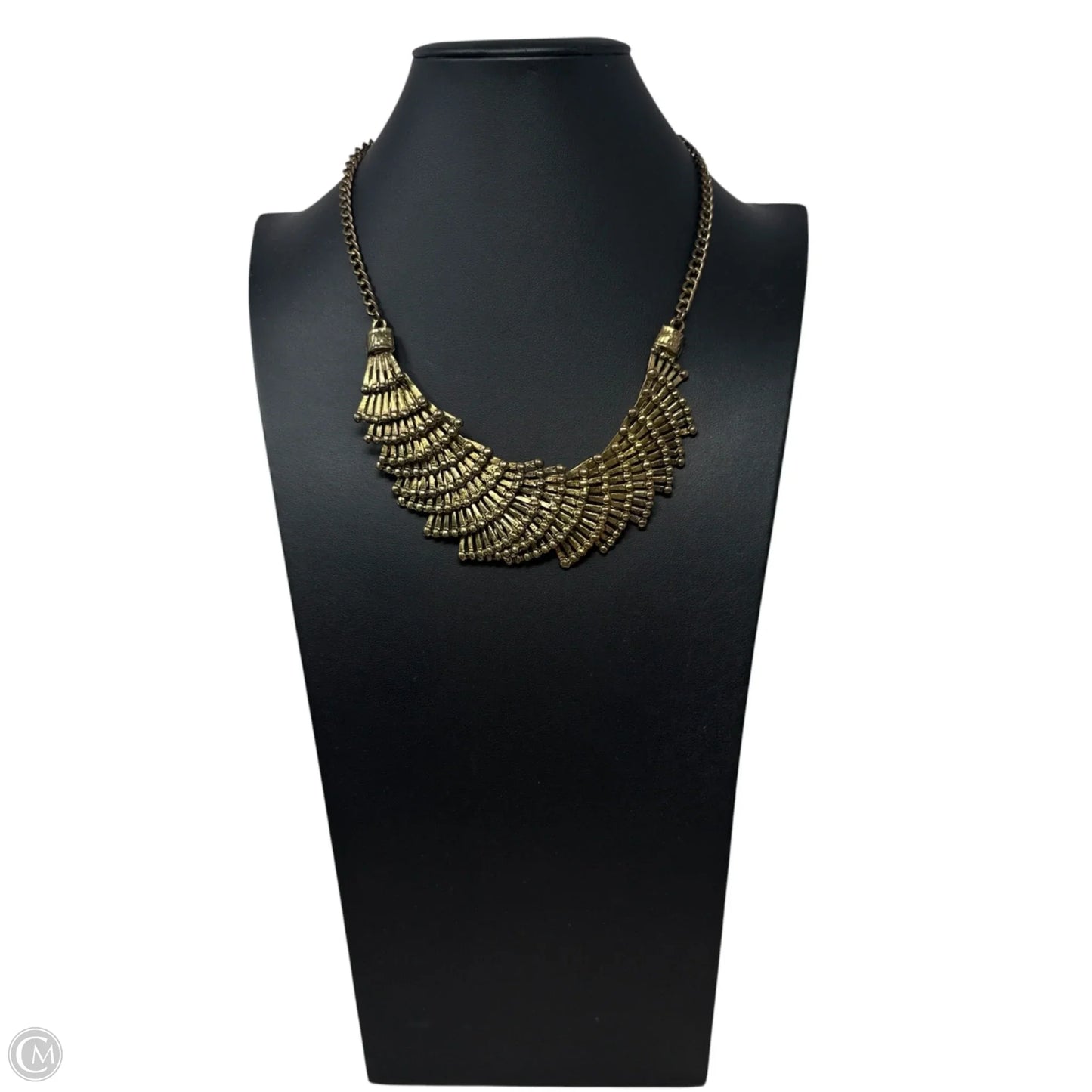 Antique Gold Tone Fan Shape Chain Necklace