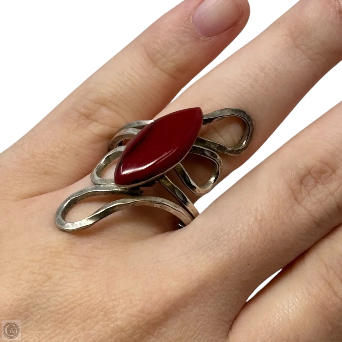 Red Stone Bypass Statement Ring