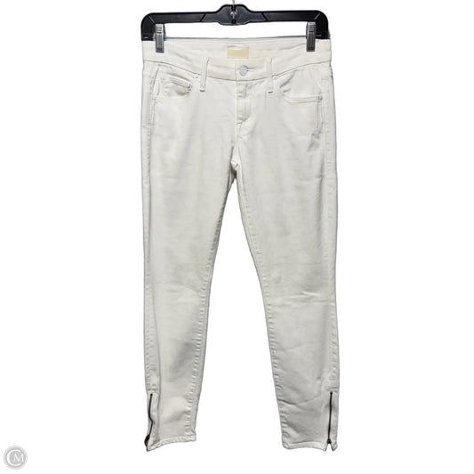Looker Ankle Zip Jeans Skinny By Mother In White Denim, Size: 0