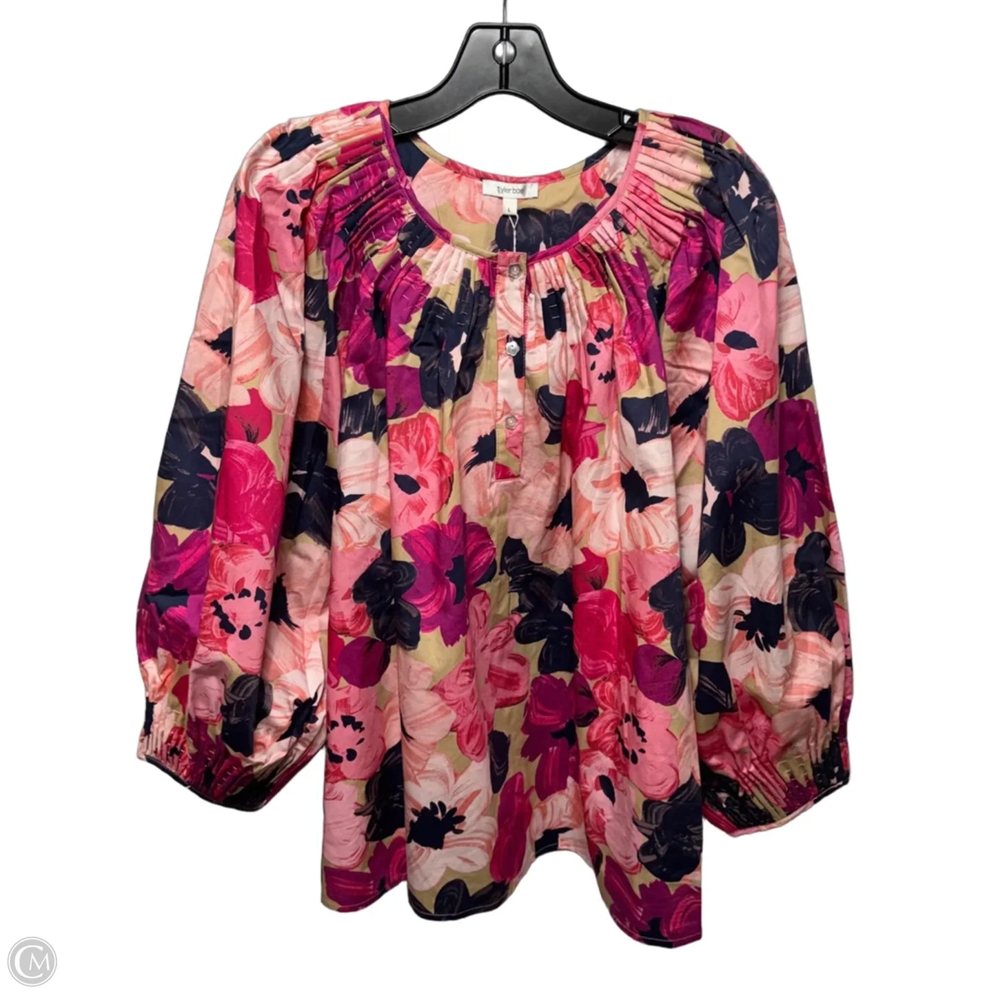 Blouse Long Sleeve By Tyler Boe In Floral Print, Size: L