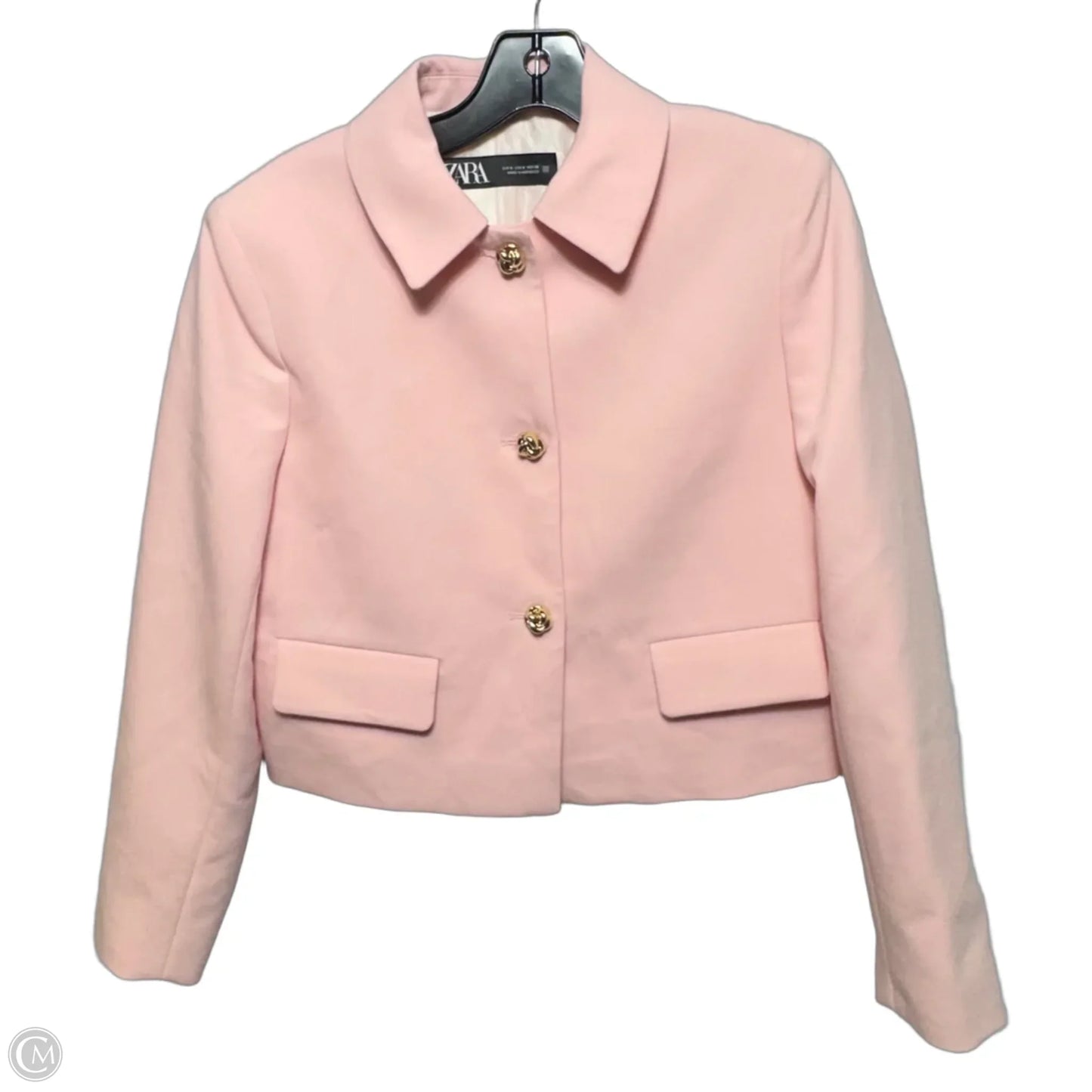 Cropped Blazer With Embossed Buttons By Zara In Pink, Size: S