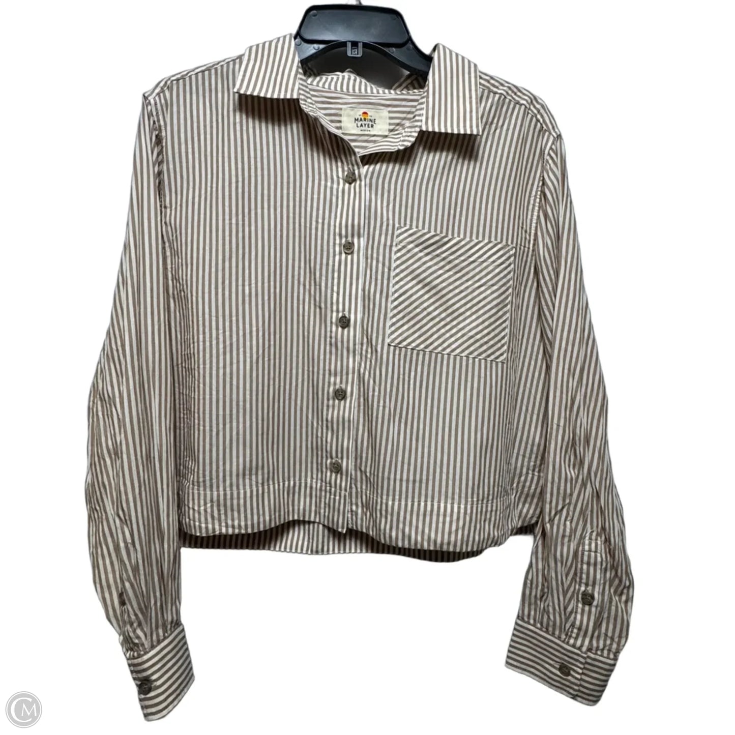 Top Long Sleeve By Marine Layer In Striped Pattern, Size: M