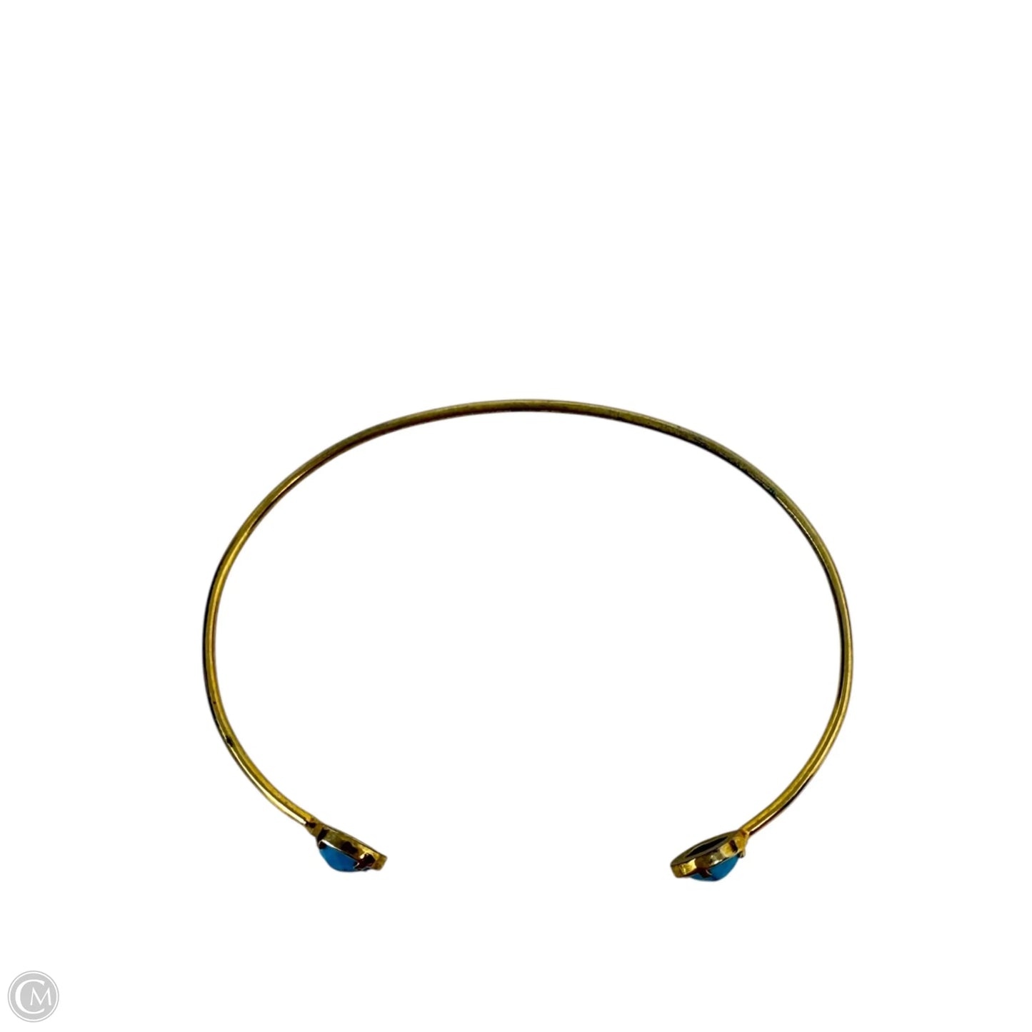 Turquoise & Gold Tone Open Cuff Bracelet