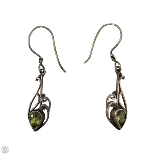 Sterling Silver & Peridot Art Nouveau Dangle Earrings