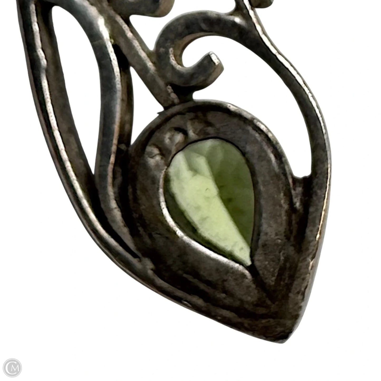 Sterling Silver & Peridot Art Nouveau Dangle Earrings