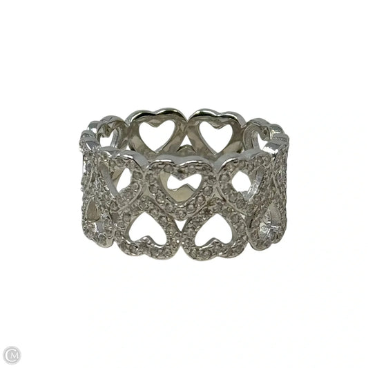 Hearts Sterling Silver Band Ring, Size: 7