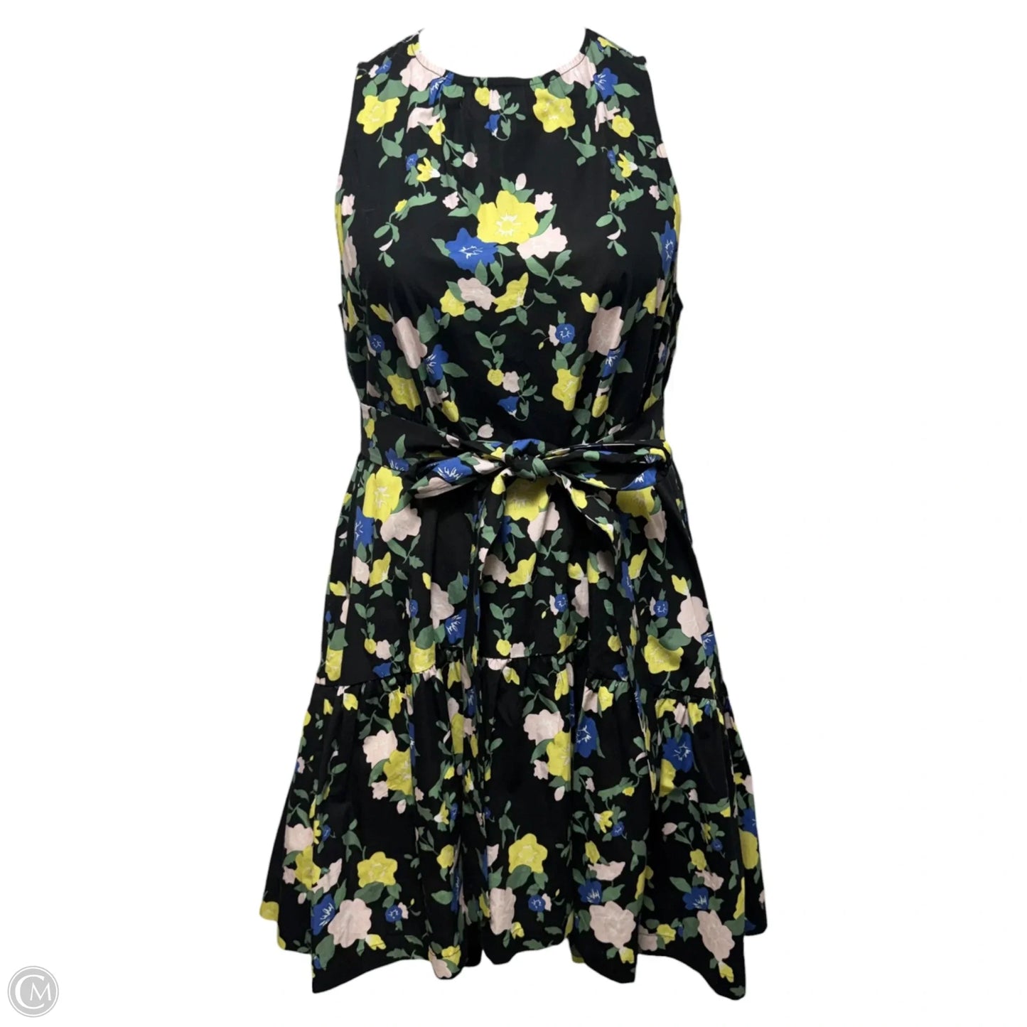Floral Poplin Belted Flounce Hem Dress By Pearl by Lela Rose In Floral Print, Size: L
