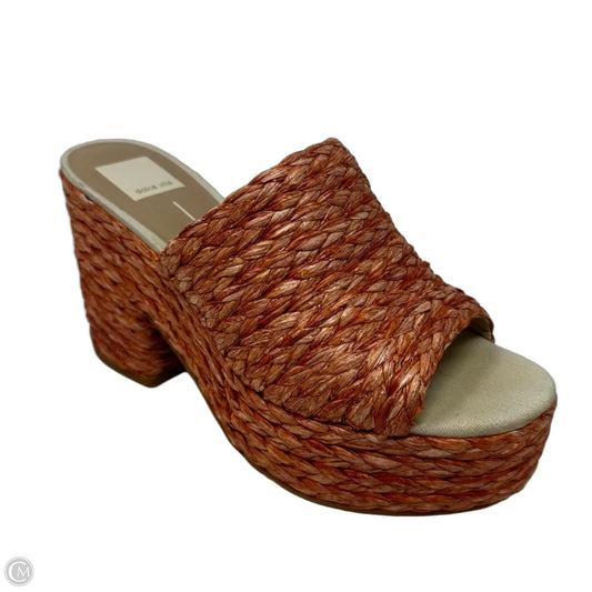 Elora Raffia Platform Slide Sandals By Dolce Vita In Orange, Size: 8