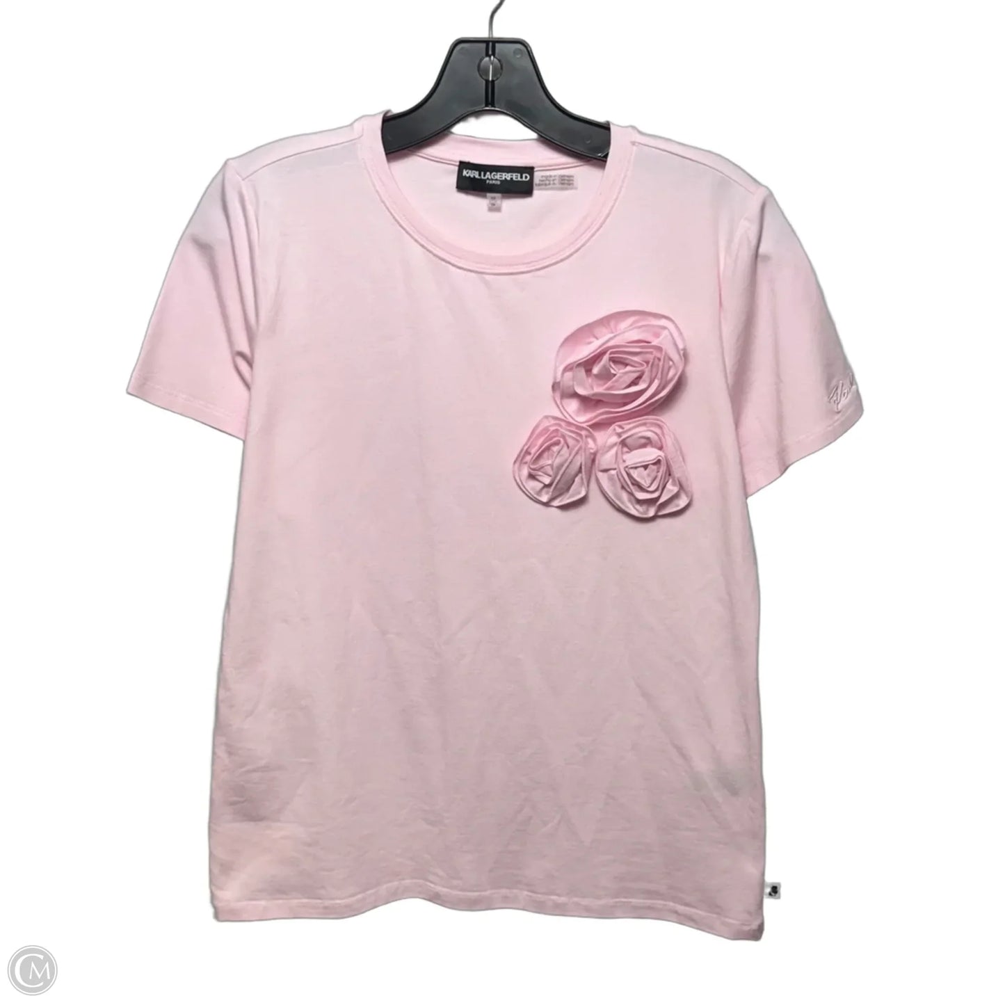 Rose Trim Knit Top Designer By Karl Lagerfeld In Pink, Size: Xs