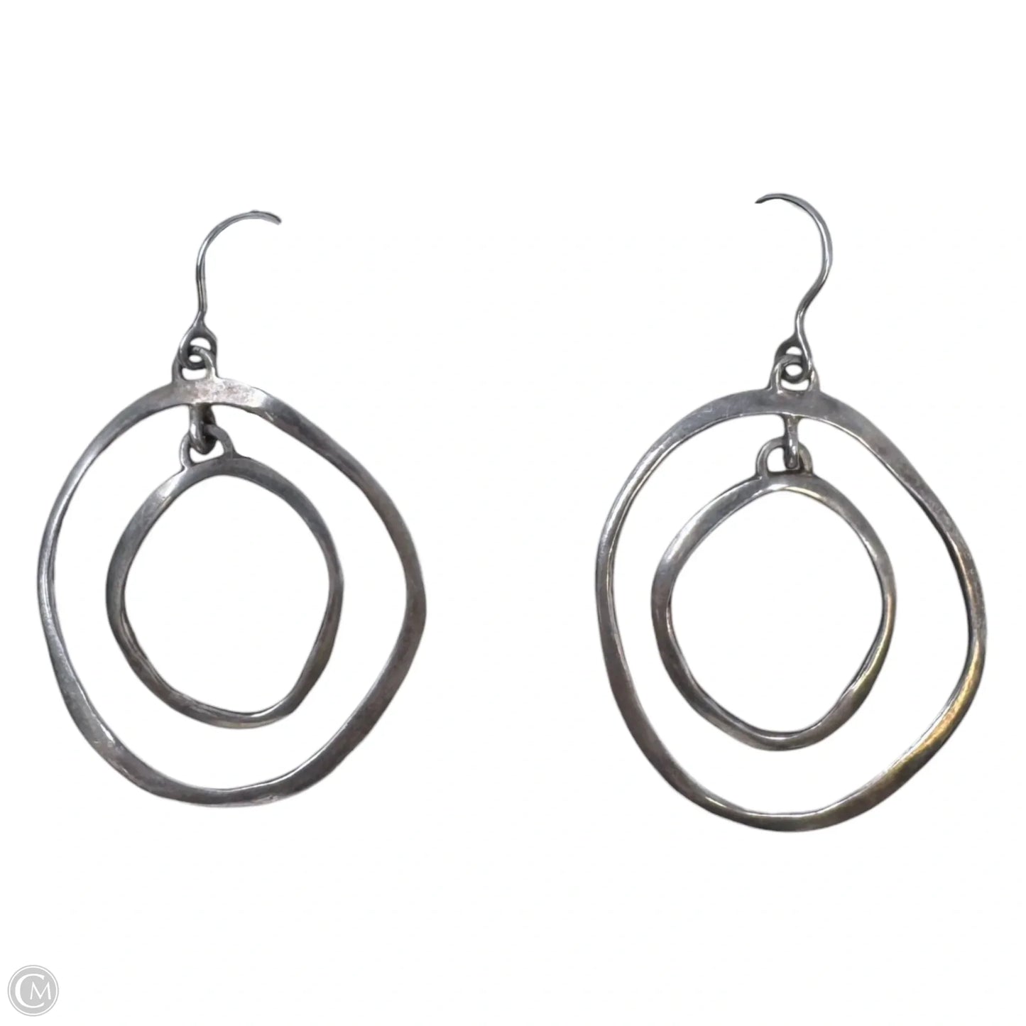 Sterling Silver Round & Round Double Circle Dangle Earrings By Silpada