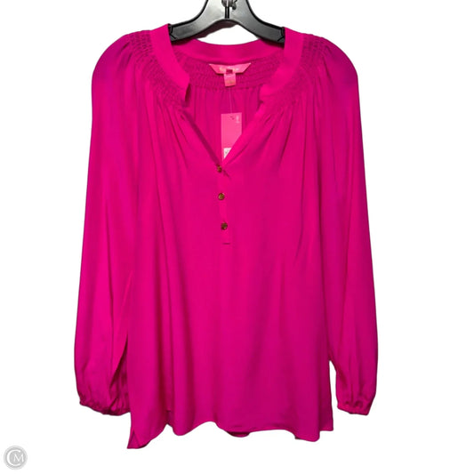 Silk Elsa Top Long Sleeve Designer By Lilly Pulitzer In Pink, Size: M
